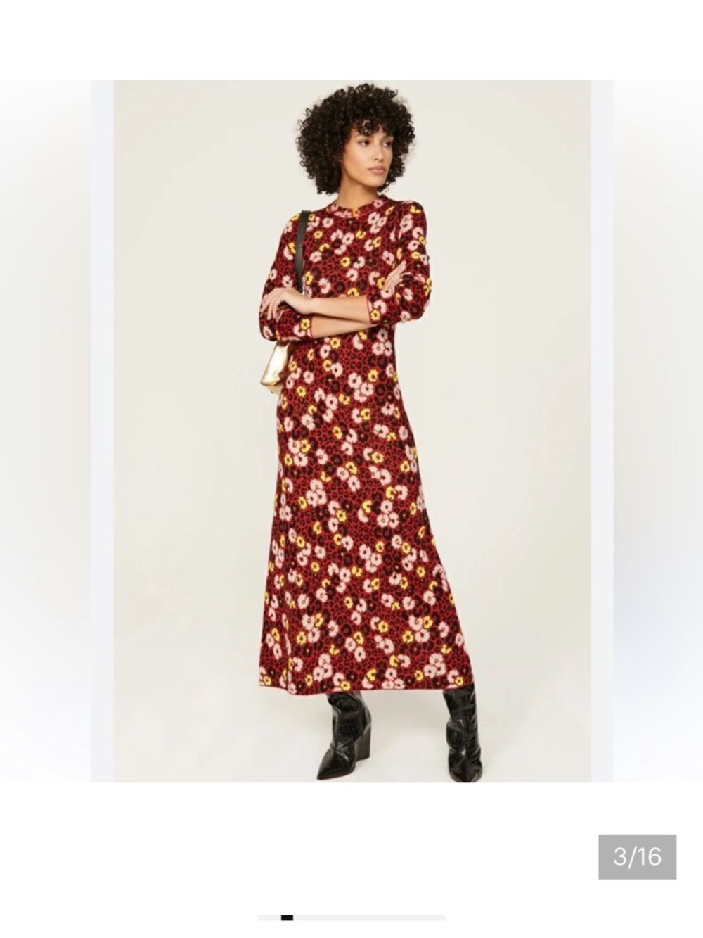The Kooples Red and Yellow Floral Long Sleeve Dress